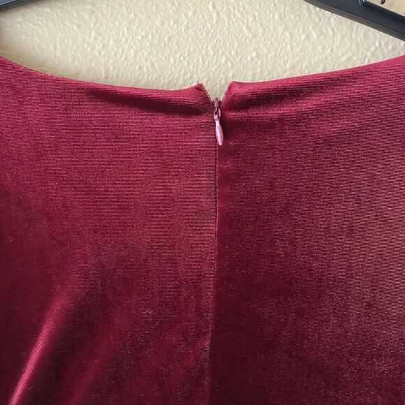 Ababalaya Crushed Velvet Maroon Red Slit Maxi Dress‎ XXL Dark Romantic - Picture 7 of 14